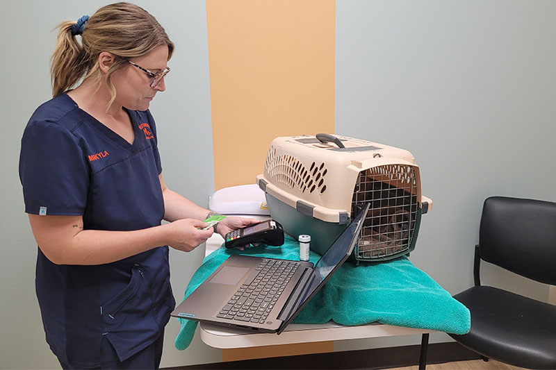 Exam Room Checkout at Veterinary Clinic